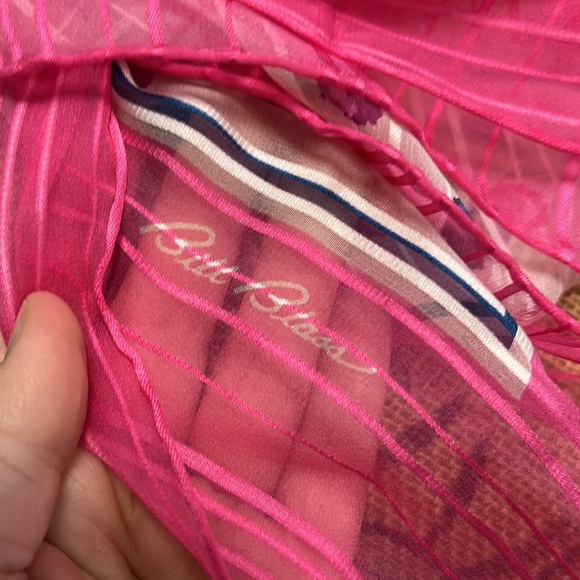 90’S BILL BLASS SILK SCARF PINK PURPLE VINTAGE - Picture 3 of 10